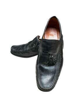 French Shriner Men’s 9M Black Leather Tassel Loafers 41147